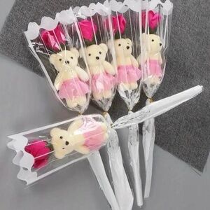 Pink & Red Teddy Bear Bouquet Rose